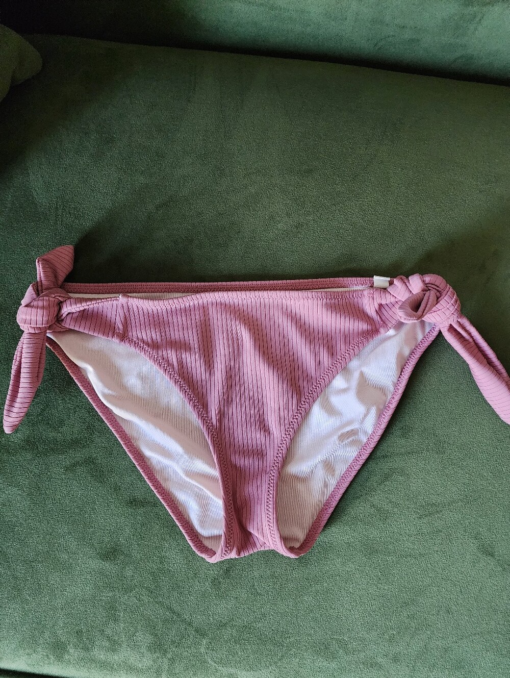 Shade & Shore Purple Ribbed Side Tie Bikini Bottoms Dusty Mauve Size Small